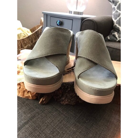 UGG Abbot Wedge Slide Moss Green Sz 8 Sandal casual Dress - Picture 3 of 10